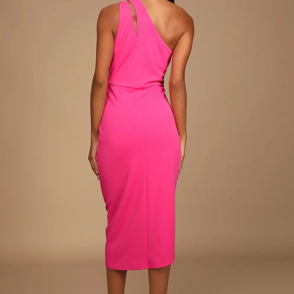 Lulu's One-Shoulder Plum Dress - Picture 4 of 5